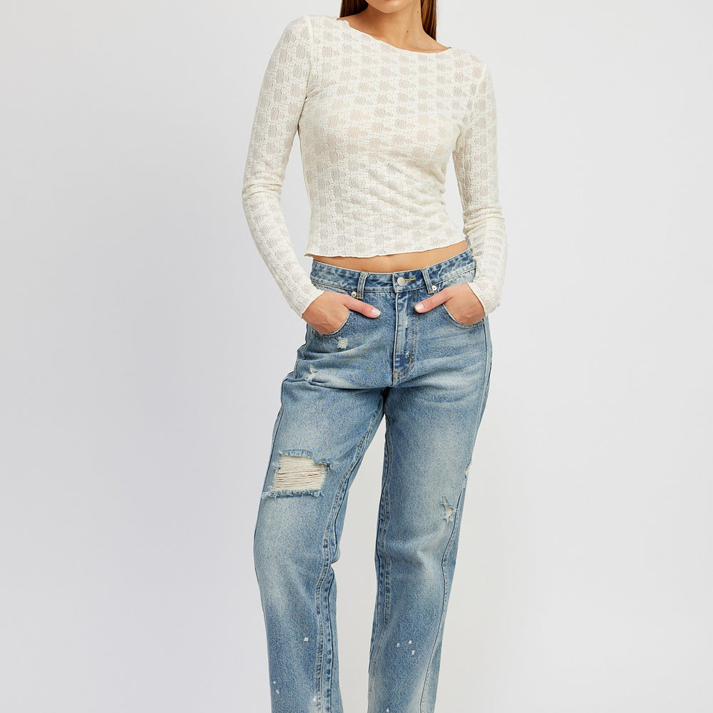 Boat Neck Lace Top