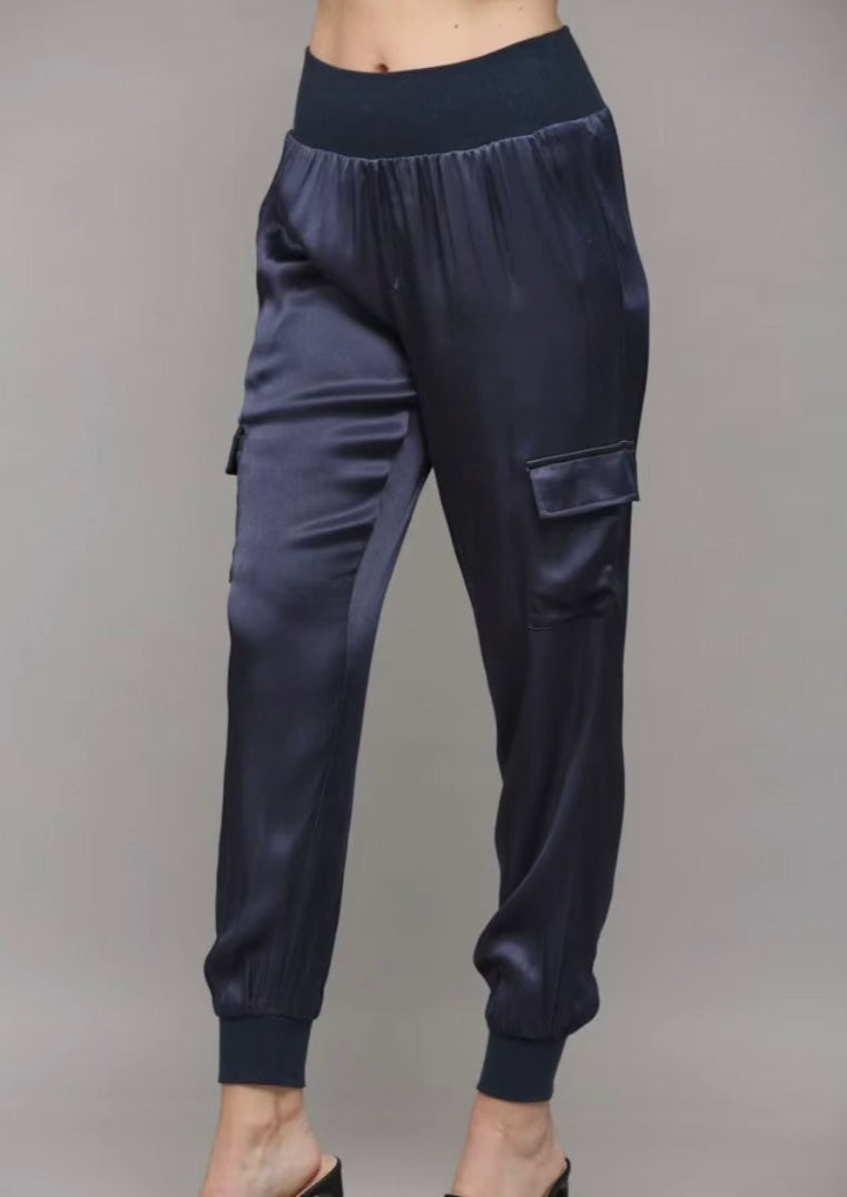 Midnight Satin Joggers