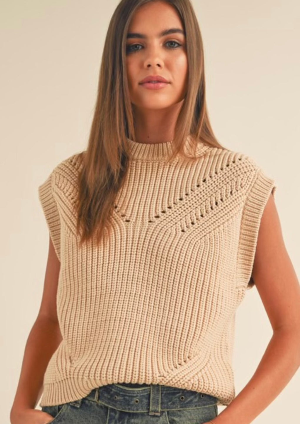 Camel Sleeveless Sweater