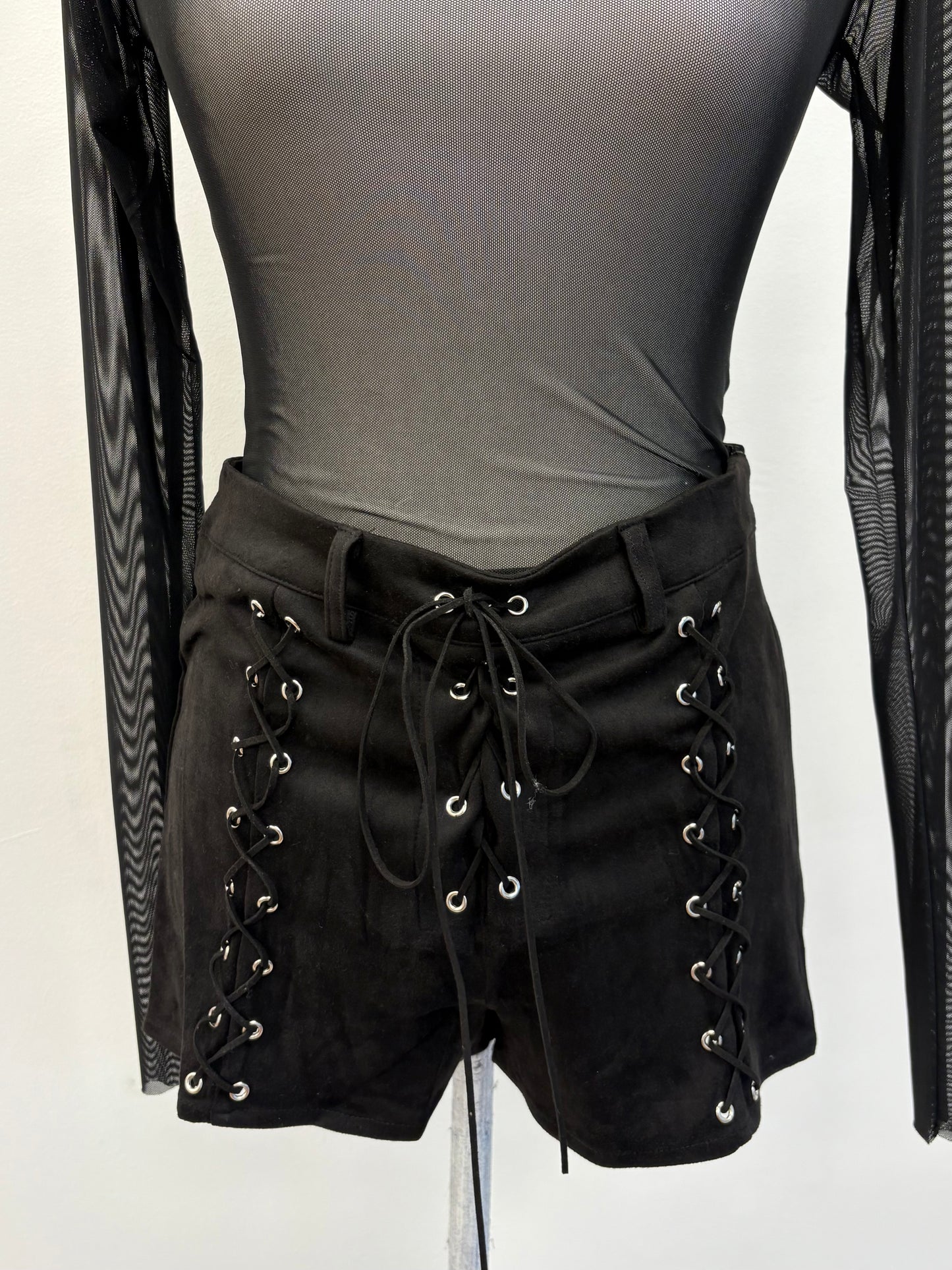Suede Lace-up Shorts