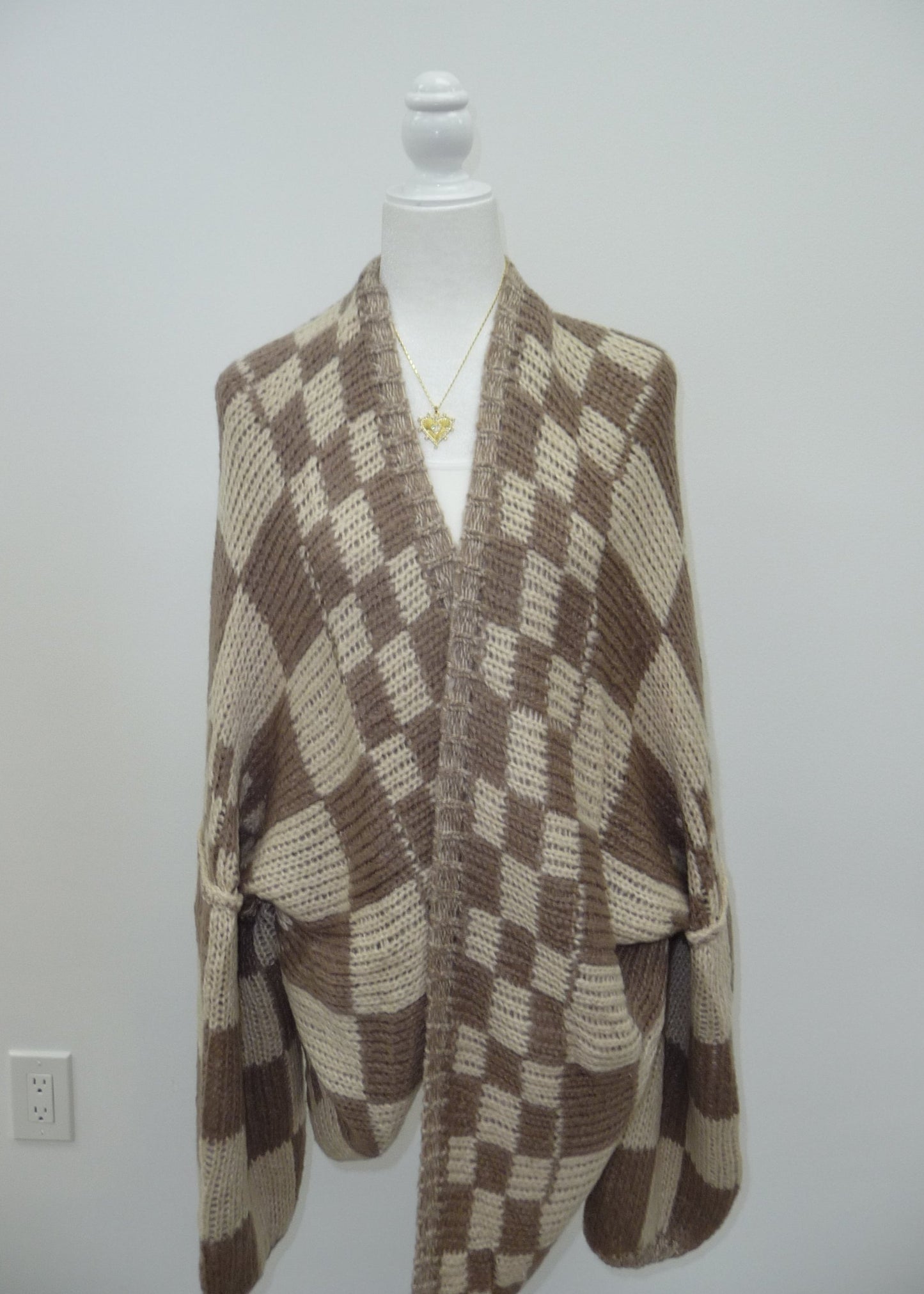 Oversized Checkmate Cardigan