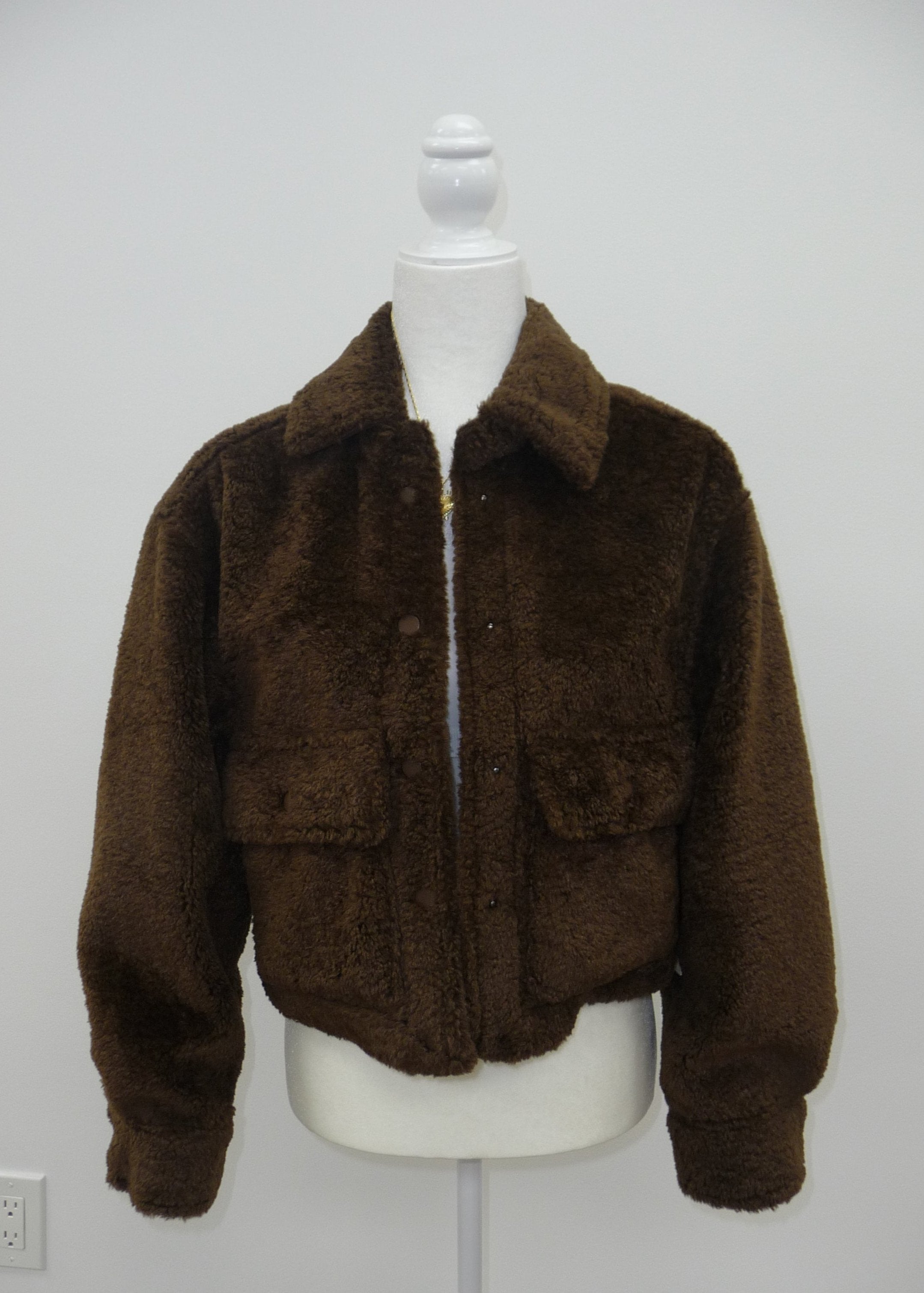 Cropped teddy shops bear jacket