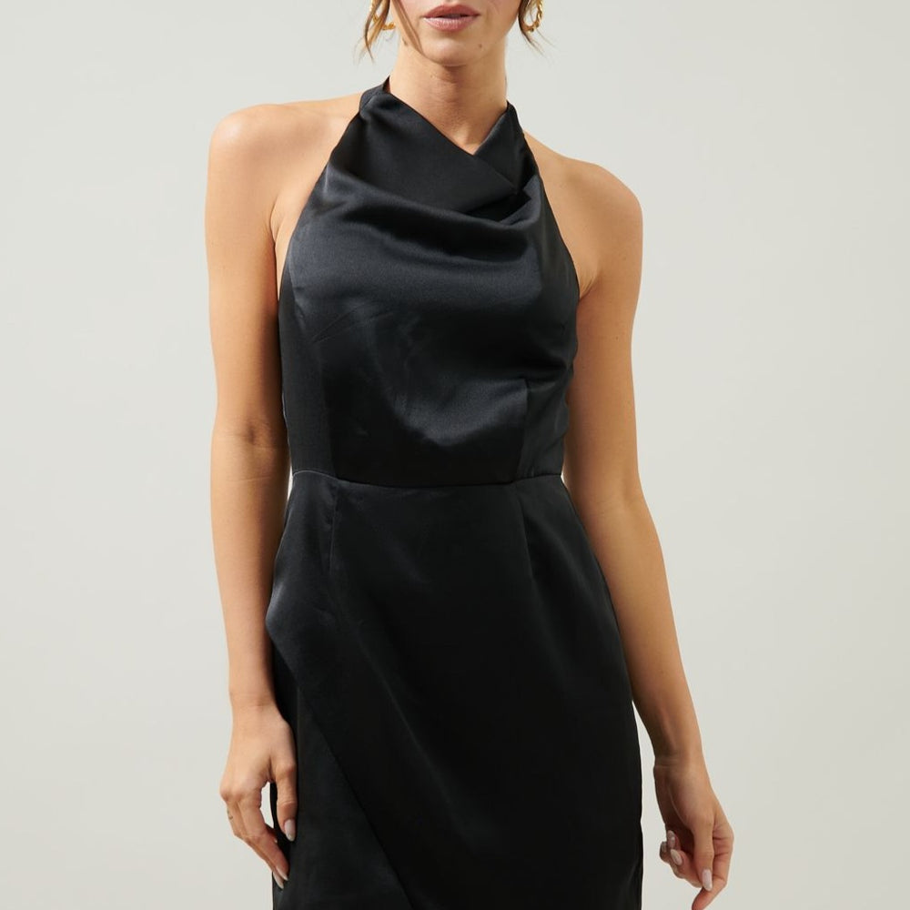 Satin Asymmetrical Halter Mini Dress – Jawbreaker Boutique